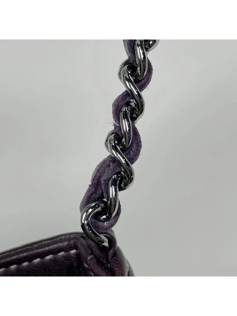 Chanel Pouch Wild Stitch CC Logo Leather Purple